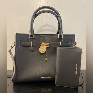 Michael Kors Black and Gold Purse and Wristlet